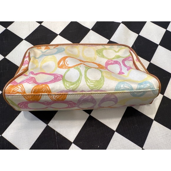 Coach pastel Cosmetic Makeup Bag Travel Multicolor Signature Logo - Picture 4 of 6